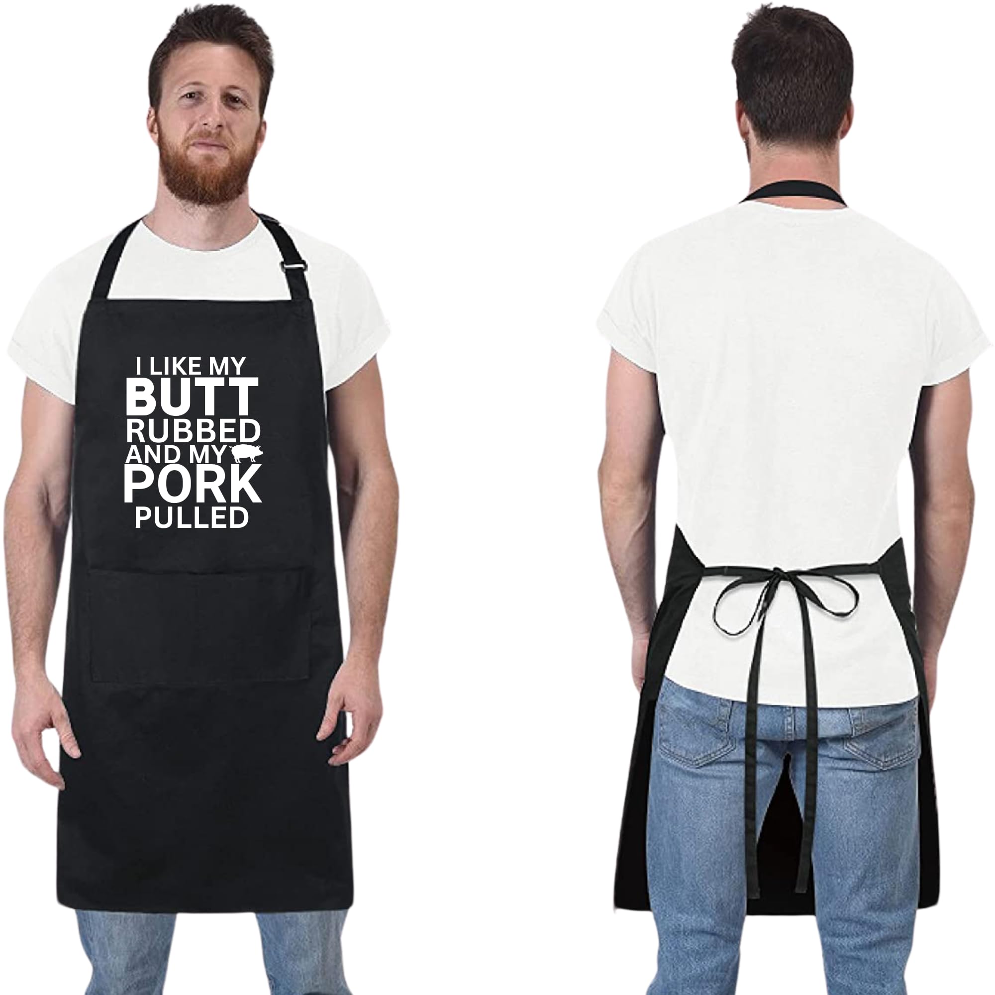 Delantales divertidos con texto en inglés "I Like My Butt Rubbed and My Pork Pulled" para mujer, regalo para su chef, delantal de cocina, delantal de barbacoa, regalo para el día del padre,