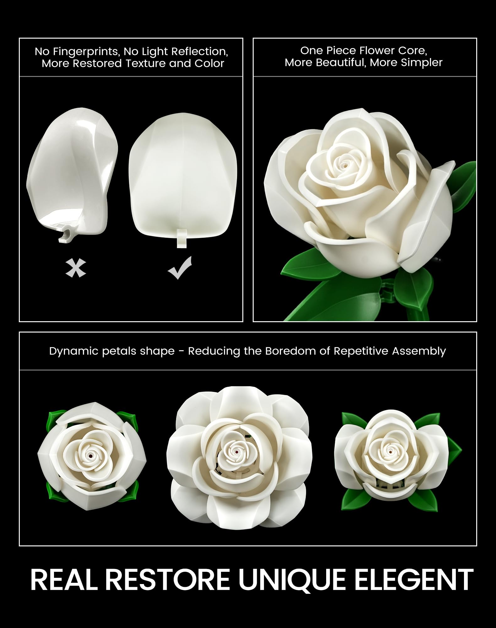 Millionspring White Rose Bouquet Building Set White Artificial Roses Gifts for Women Mum on Mother's Day, Wedding, Retirement - Image 3