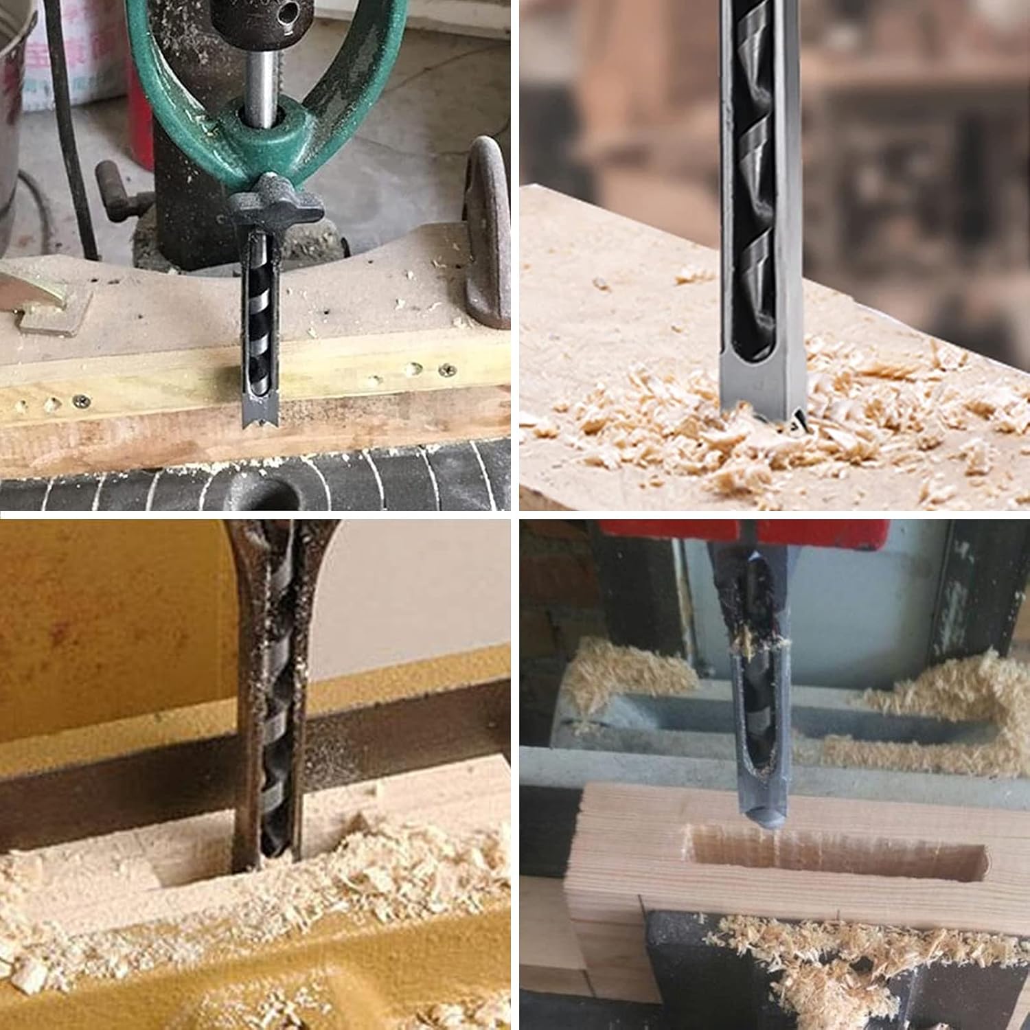Woodworker 3/4 Inch Square Hole Drill Bits Mortising Chisel Set, Use for Construction Installation Renovation Decoration Industry