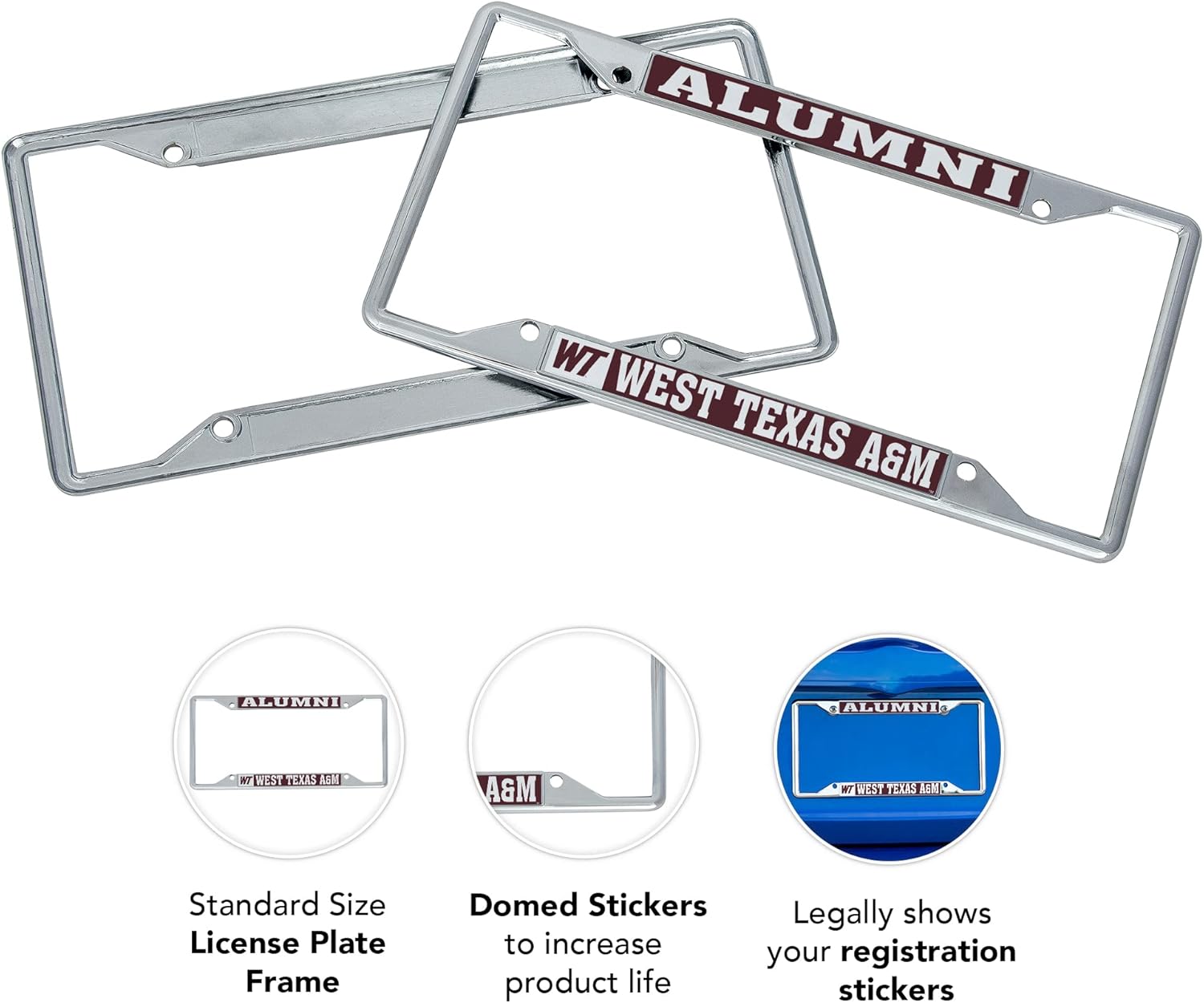 Desert Cactus West Texas A&M University Car Accessories Metal License Plate Frame for Front or Rear of Car (Alumni 2 Pack)