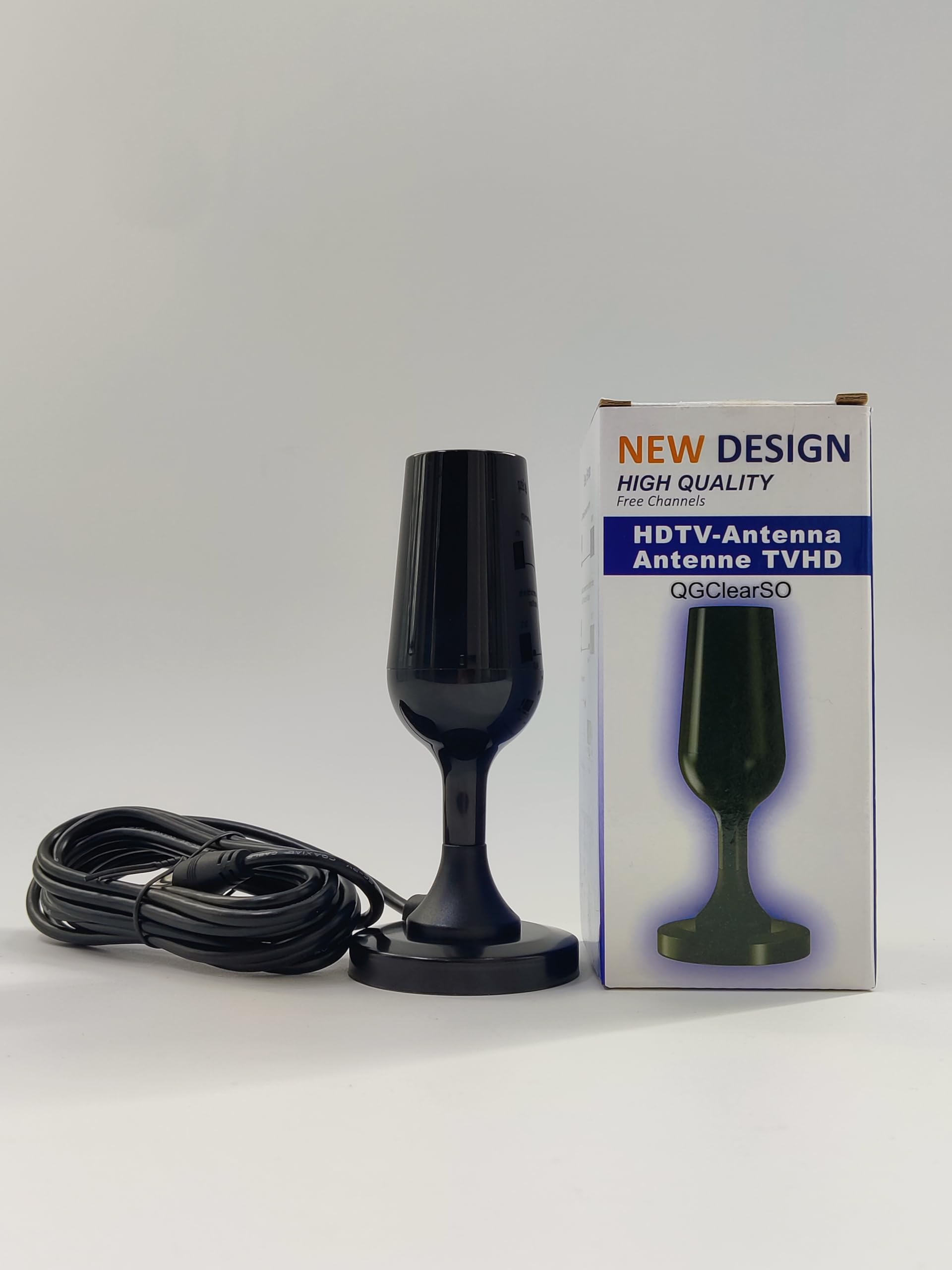 QGClearSO TV Antenna for Smart TV Indoor, 2024 Newest Digital HDTV Antenna Indoor Outdoor with Strong Magnetic Base,Support 4K 1080p for Free Local Channels