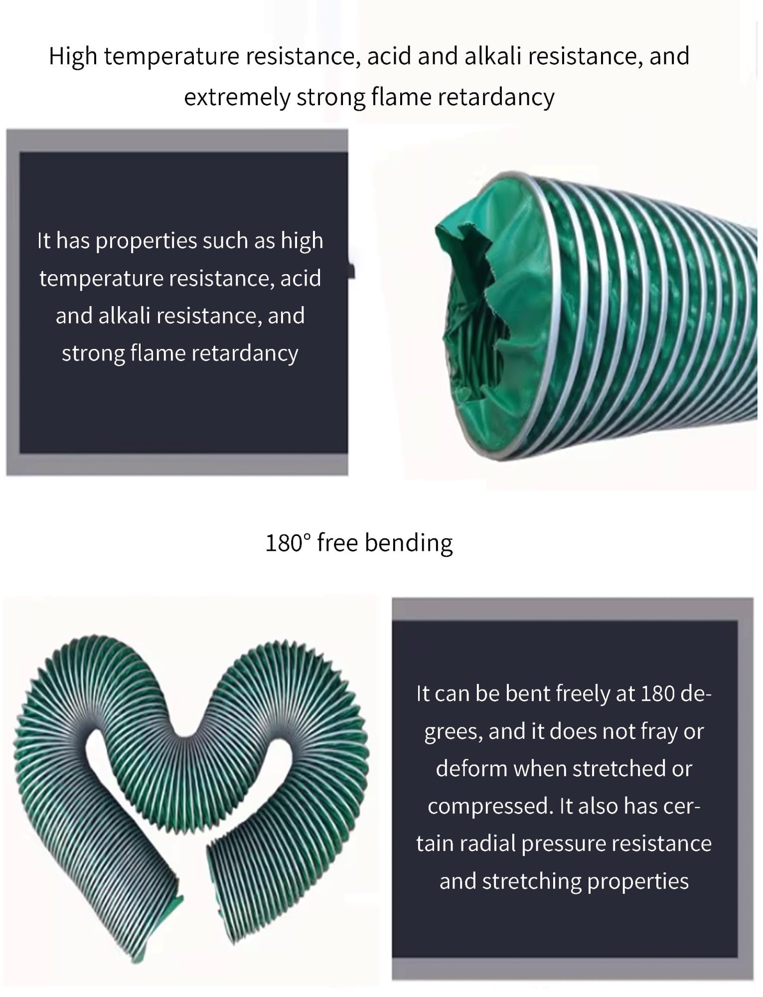 Tubo Flessibile articolato, Tubo di Ventilazione Flessibile Verde per aspiratori e ventilatori - Tubo di Scarico Regolabile da 100 cm/50 cm per Un Flusso d'Aria Migliorato e Una Ventilazione