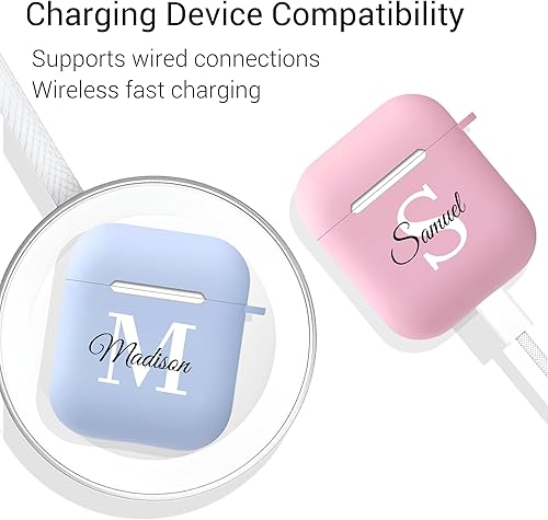 Miniatura 5 de Funda personalizada para AirPods 12, nombreinicialesfechatexto, TPU a prueba de golpes, carga inalámbrica y llavero desmontable, gran cumpleaños