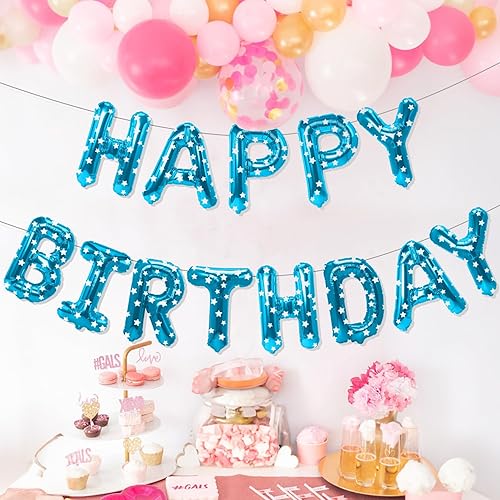 Miniatura 5 de Cartel de globos de feliz cumpleaños, letras de globos de papel de aluminio de Mylar de 16 pulgadas, pancarta de letrero de cumpleaños, kit de