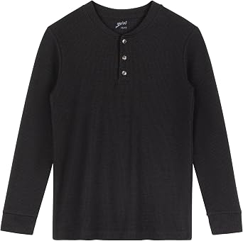Brix Boys Long Sleeve Thermal - Henley Shirt Waffle Fashion Clothes.