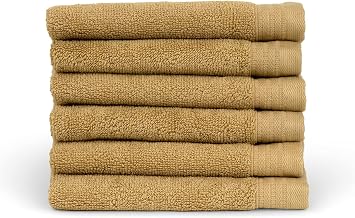 TowelSelections Luxury Bath Towels, Soft Absorbent 100% Long Staple Turkish Cotton, Beige, 6 Washcloths