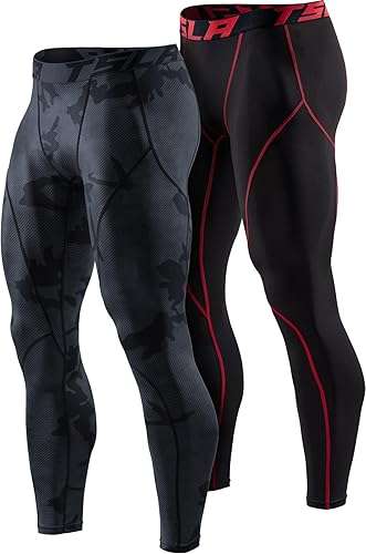 Miniatura 20 de TSLA - Pantalones de compresión térmica para hombres, calzas deportivas para correr, ropa base de invierno