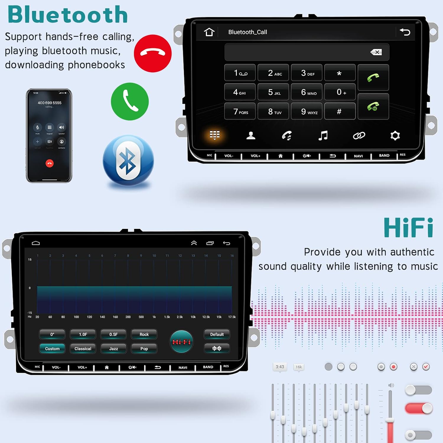 232g double din android 11 car stereo for volkswagen vw jetta golf tiguan passat eos 9 inch touch screen with carplay android auto bluetooth gp