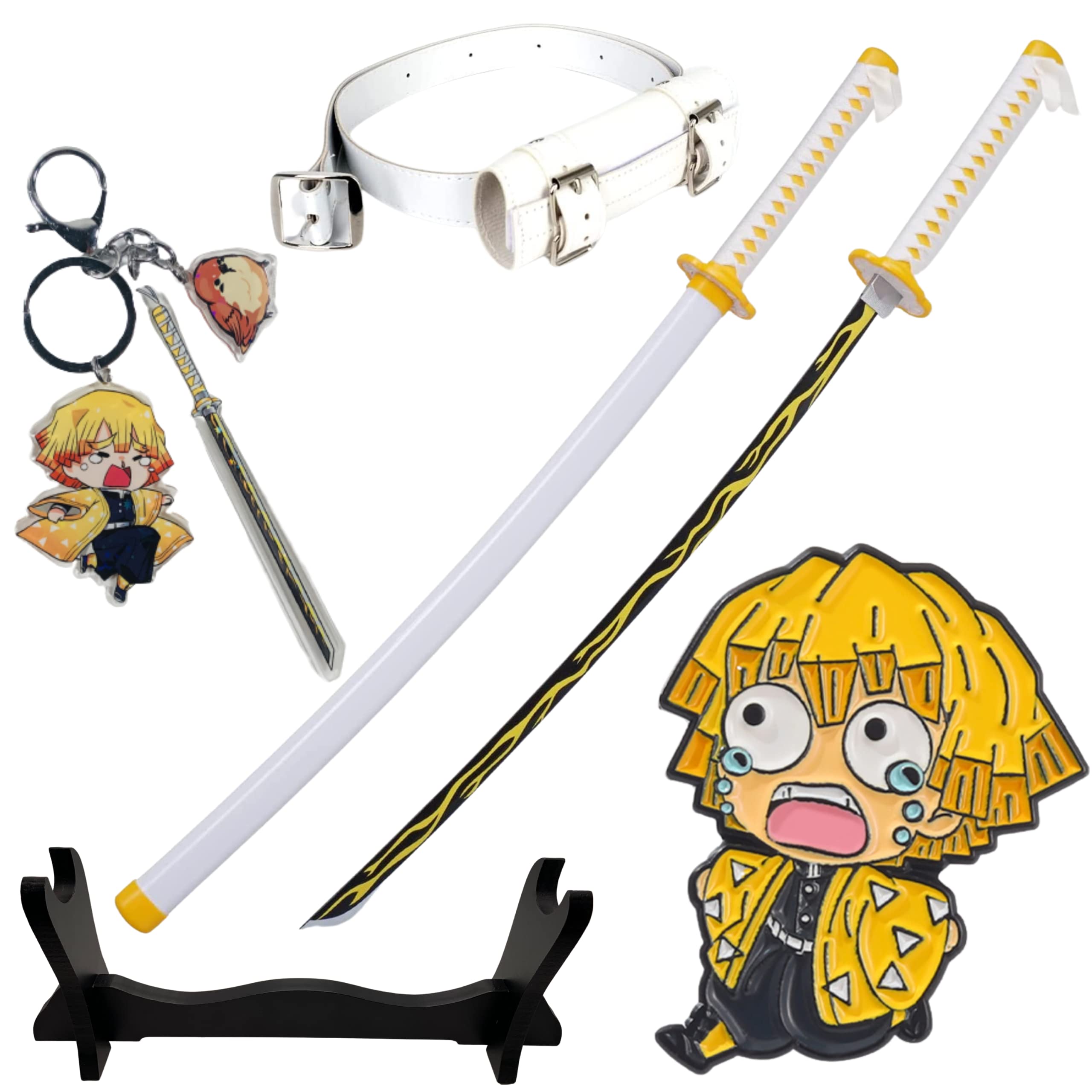 Unique America Demon Slayer Sword 5 Pcs Kit Includes Anime Sword | Anime Keychain | Anime Backholder | Sword Stand | Anime Sword | Demon Slayer Katana | Anime Swords | Demon Slayer Katana Sword…