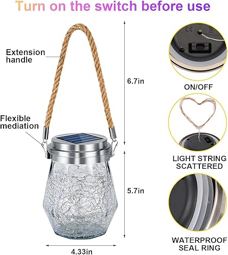 Miniatura 7 de Linterna solar, luces solares colgantes para exteriores, impermeables, paquete de 2, 60 faroles LED mejorados, decoración para exteriores,