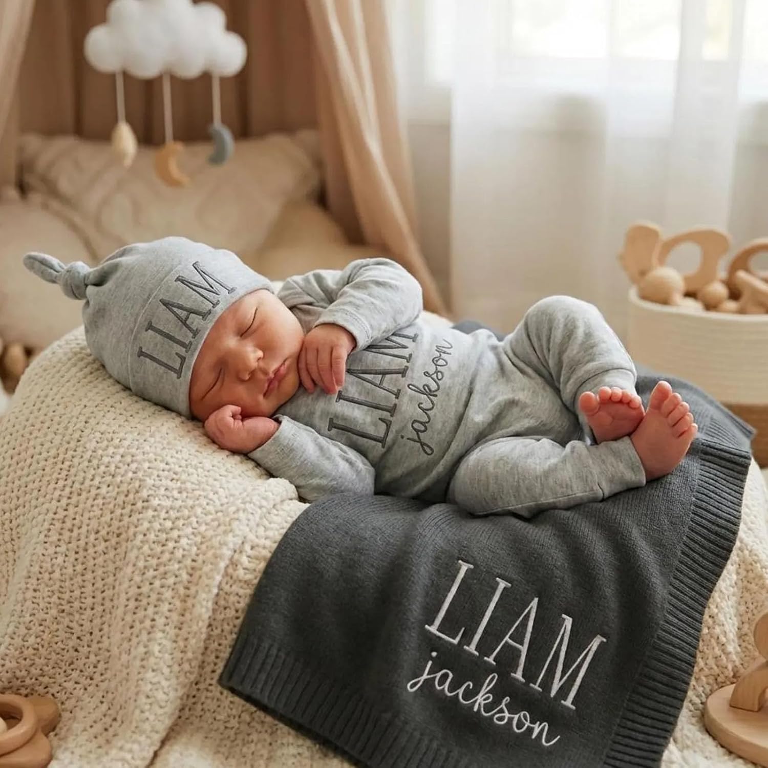 Personalized Embroidered Baby Rompers Set - Custom Newborn Homecoming Outfit, Soft 100% Cotton