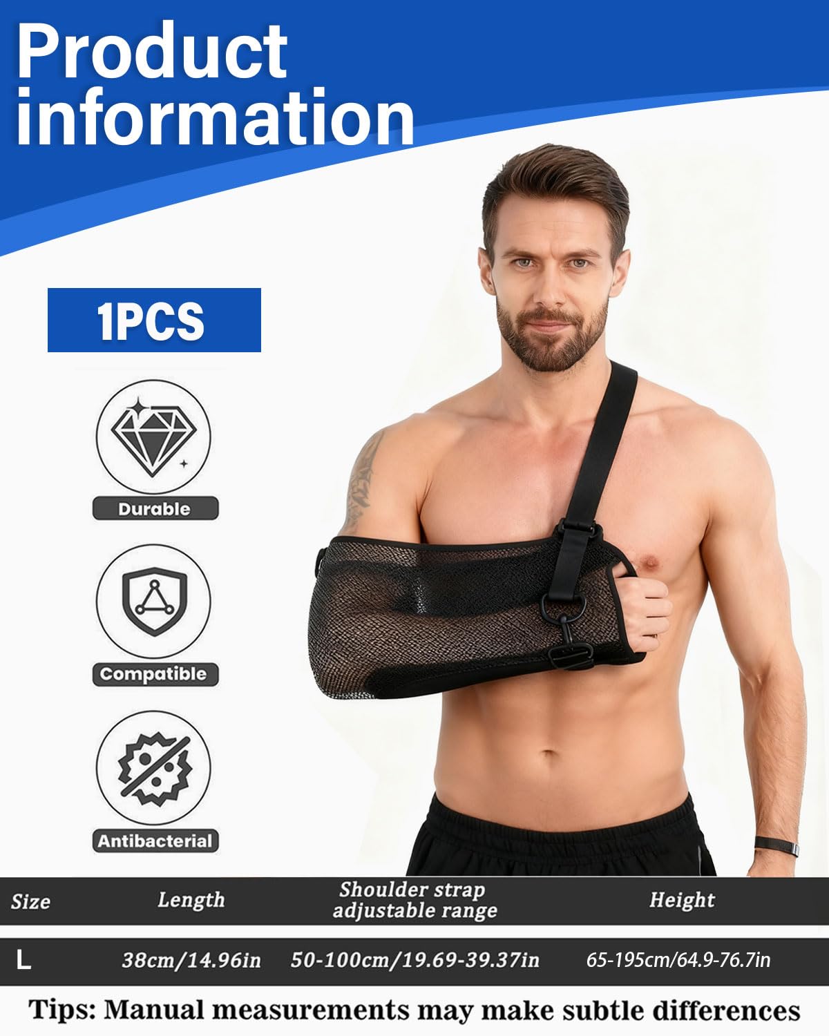 1 pezzo Mesh Tutore Braccio Ingessato Traspirante Regolabile Supporto per Braccio Con Gommapiuma, Destra/sinistra, Adatto per Lesioni da Polso, Gomito e Braccio(con vassoio)