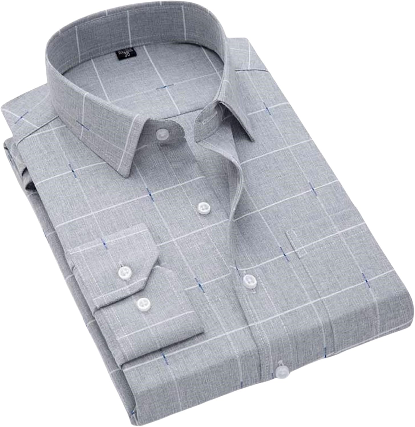 Men's Plaid Business Casual Long Sleeve Cotton Shirt