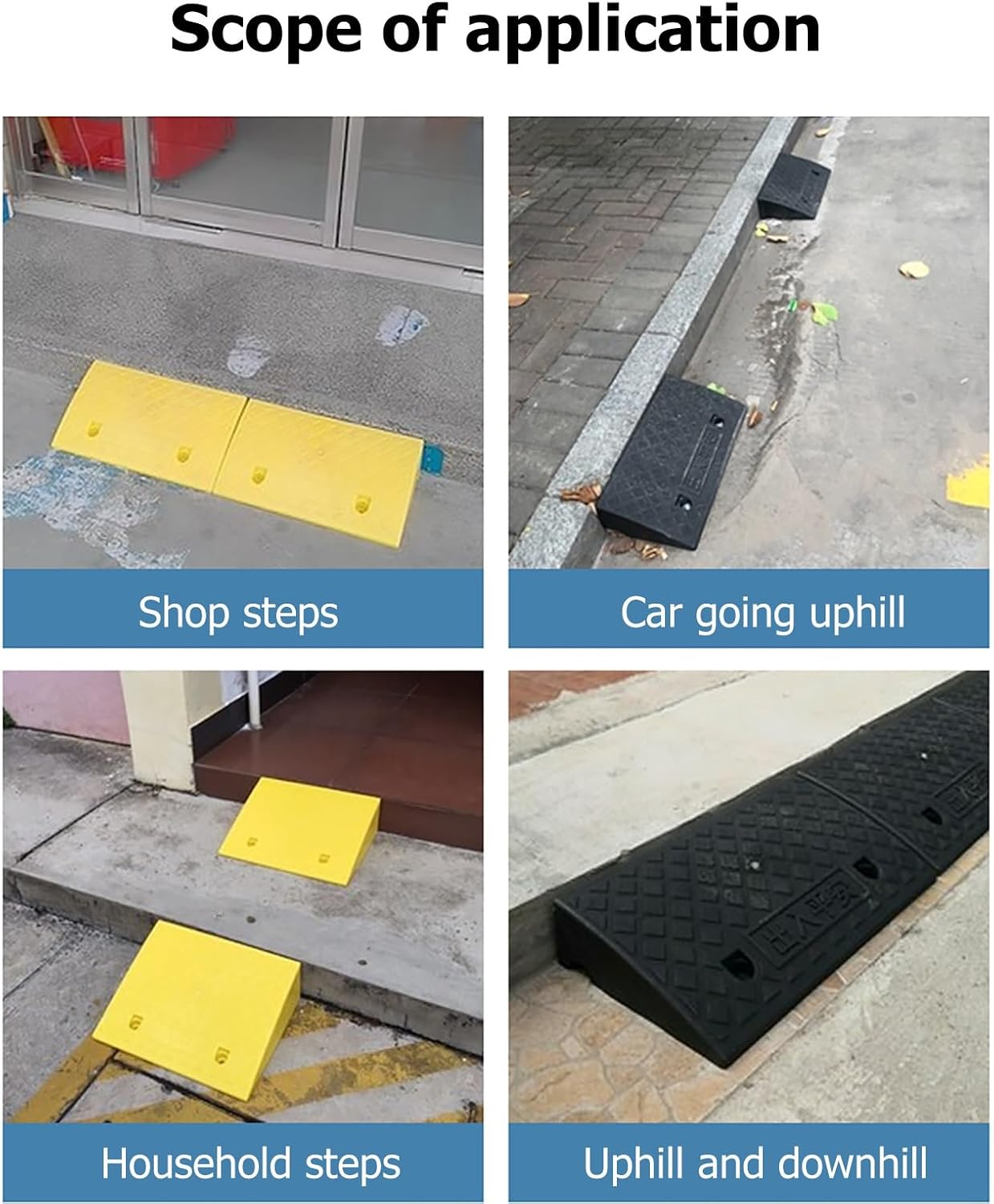 Driveway Curb Ramps Heavy Duty Durable Rubber Curb Ramps 1-Channel Cord Cover Curbside Bridge Ramp Curb Threshold Ramps Set (Yellow) for Driveway Loading Dock Sidewalk Car Scooter Bike Motorcycle (Si