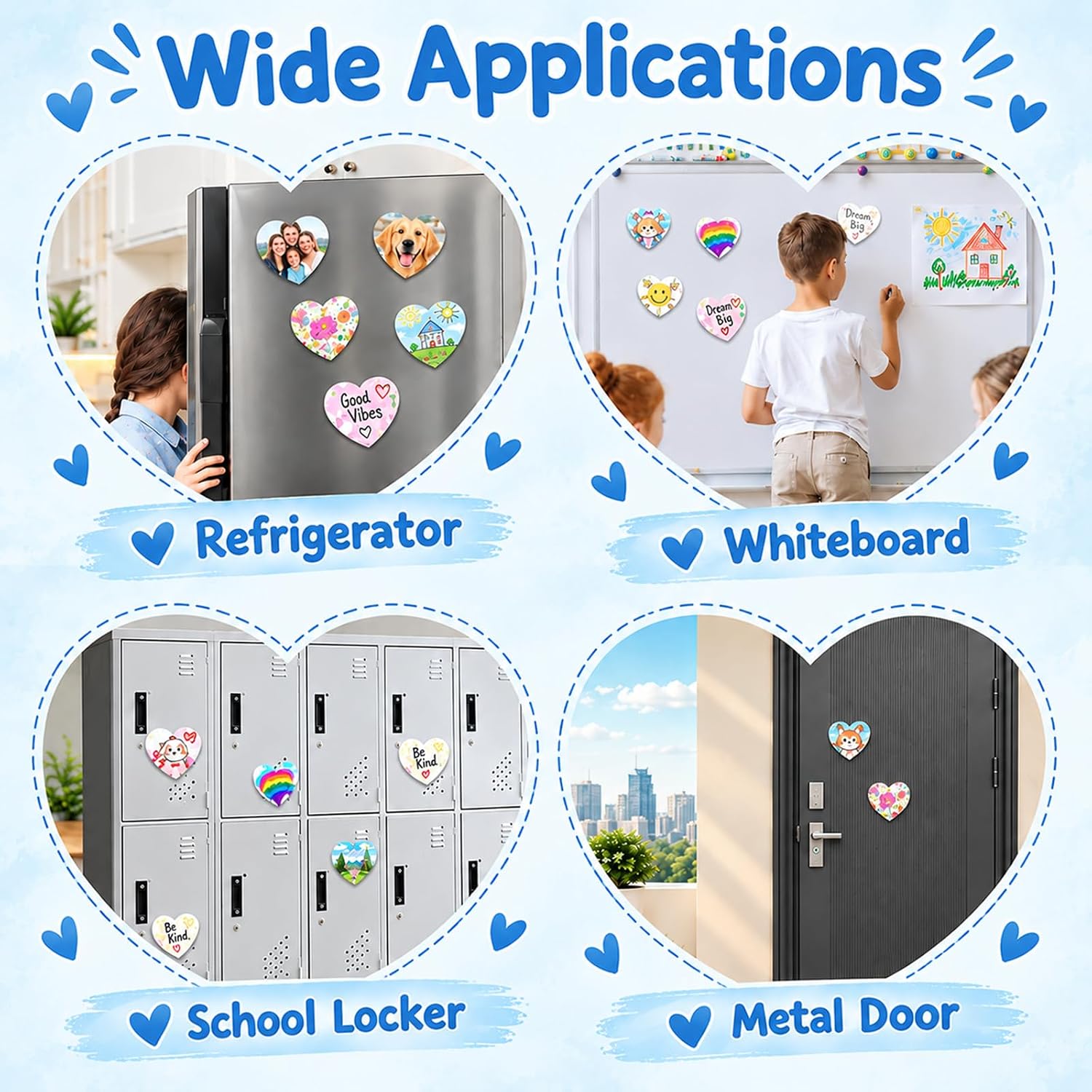 YAYODS Heart Shaped Button Maker Machine, Button Pin Maker with 100 Sets Button Supplies Includes Blank Back Cover, Metal Cover, Clear Film, Blank Paper, Magnet, Cutting Board, Screw Wrench (Blue)