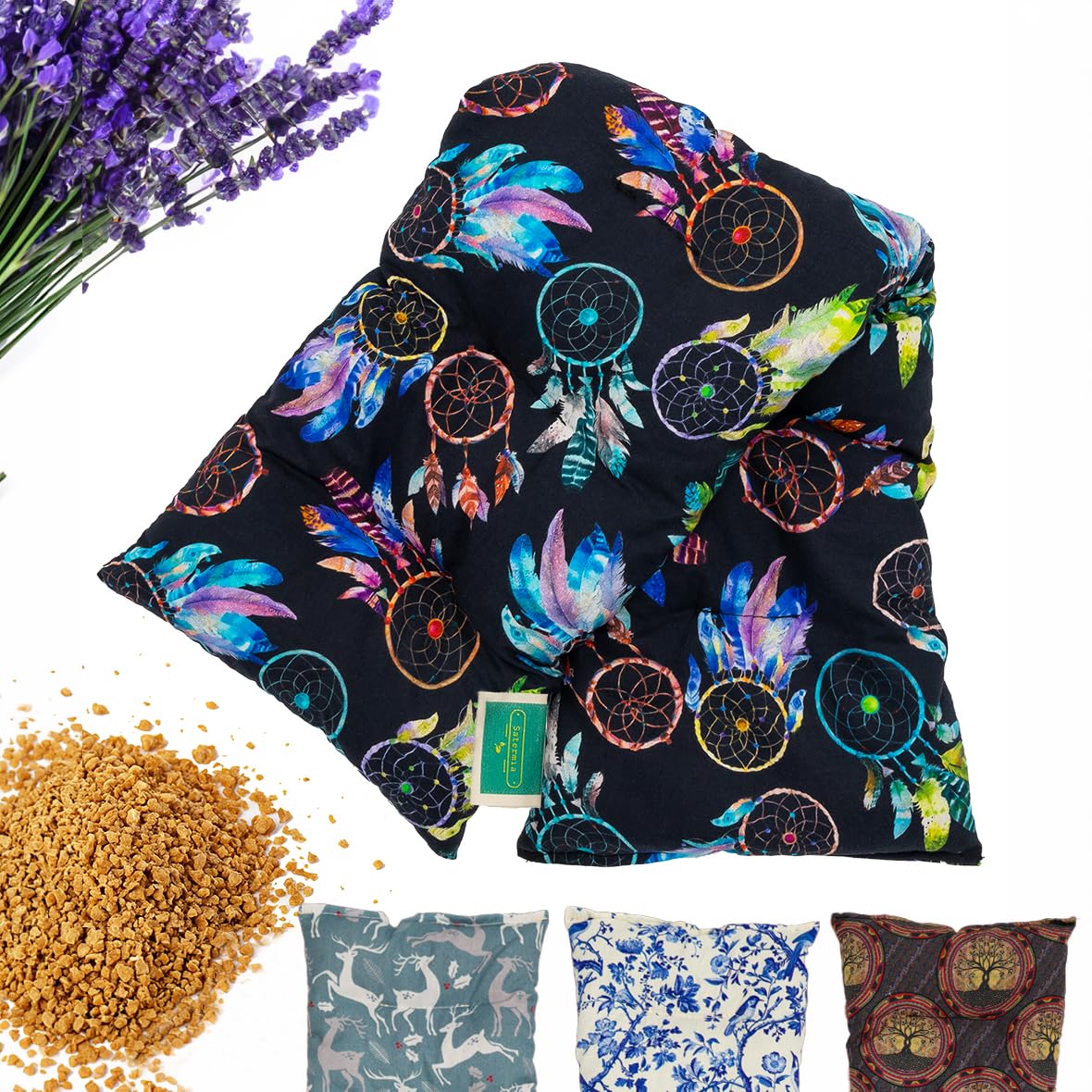 Saco Semillas Microondas - 50x15cm Semillas y Lavanda, 100% Algodón - Saco de Semillas para Microondas - Bolsa térmica Calor y FrÃo (Atrapasueños)