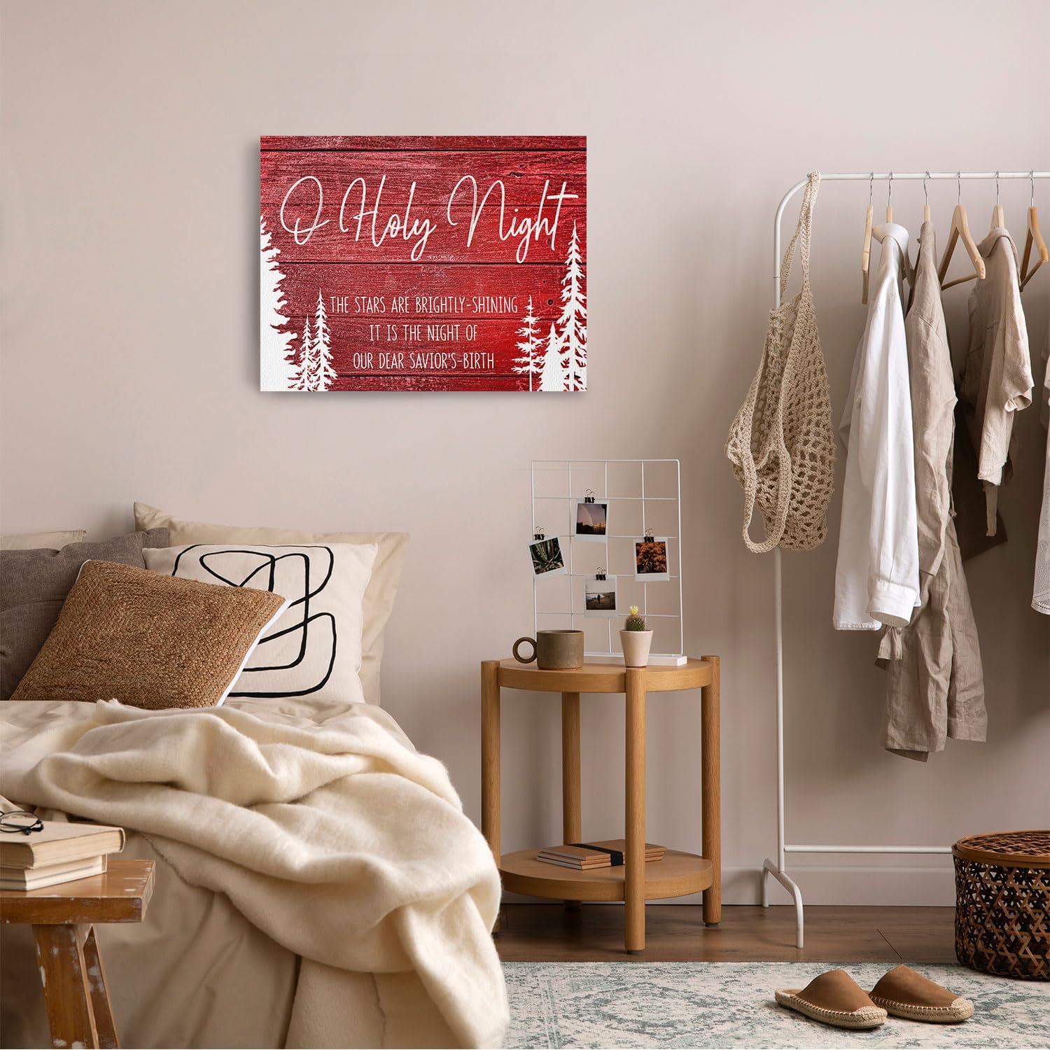 Qvapt Red Christmas Canvas Wall Art, 11x14 inch, Red Christmas Decoration, Perfect for Home Living Room Bedroom