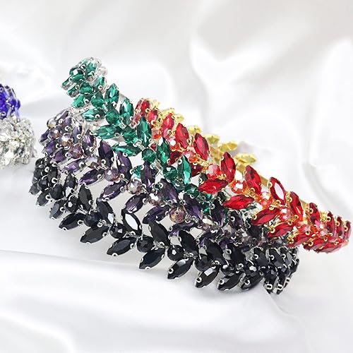 Miniatura 9 de Diadema de diamantes de imitación verdes, accesorios para el cabello de boda, para novias, tiaras para mujeres y niñas, disfraz de diosa, decoración