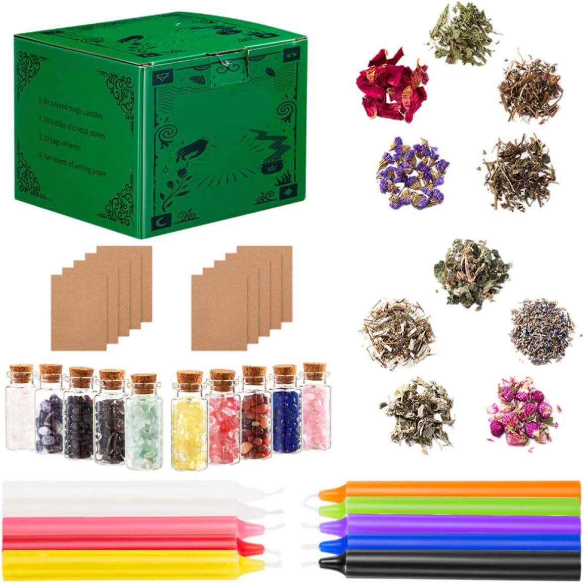 BESTYASH Starter Candle Kit for Witchcraft with Paraffin Material and Transparent Holders, Featuring Unique Design and Delicate Details for Rituals and Spells