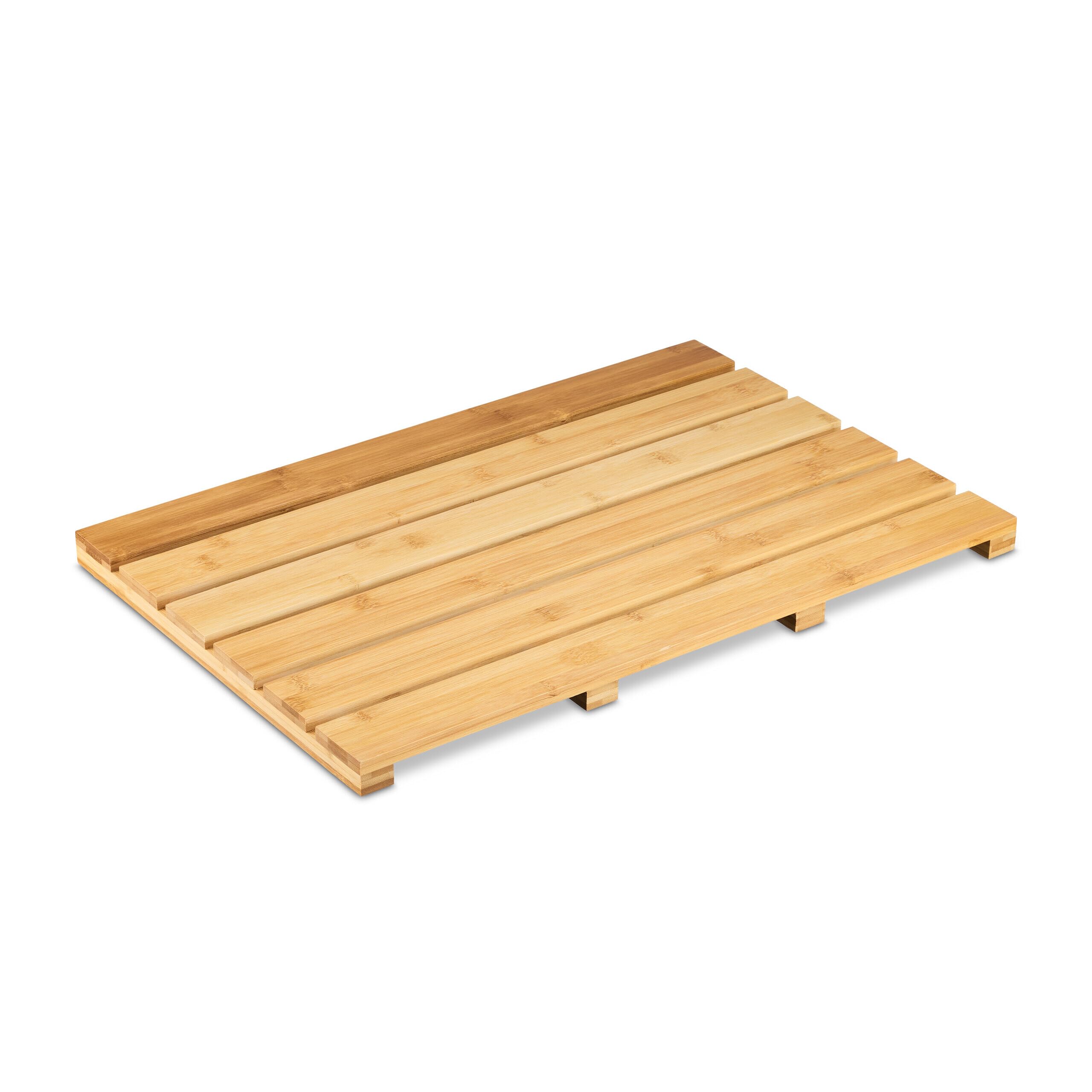 Relaxdays Pedana Doccia in bambù, 54 x 36 cm, Tappetino Antiscivolo per la Vasca e la Sauna, Interno e Esterno, Naturale