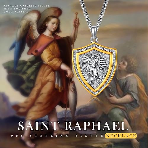 Vista 374 de Collar con colgante de plata de ley 925 con medalla de San Patrón, joyería religiosa para hombres y mujeres, con cadena de acero inoxidable 316L