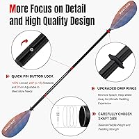 Vista 5 de Remo de kayak con eje de fibra de vidrio y hoja de nailon reforzado, remos de kayak ajustables, 3 piezas, 90.6-98.4 in/90-98 pulgadas, 82.7-90.6