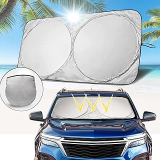 MCSWSEE Car Sunshades, Foldable Car Windshield Sun Shade with Storage Bag, Car Sunshades for Front Windows Anti-UV Rays for SUV, MPV, Vans