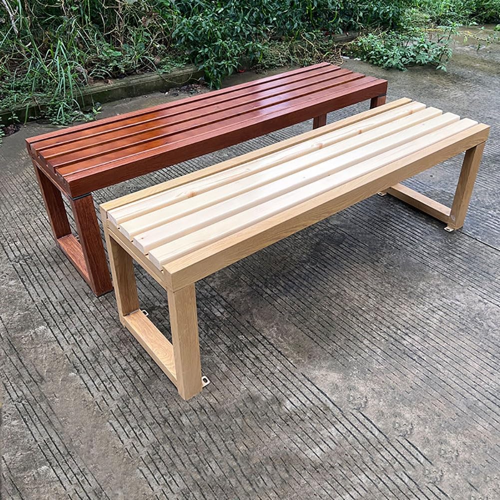 All Weather Deck Bench,Wooden Outdoor Bench,2-3 Person Deck Backless Bench,Weatherproof Park Bench,Outdoor Garden Bench,Solid Wood Bench for Garden,Yard,Park,etc.(Brown,150 * 40 * 45)