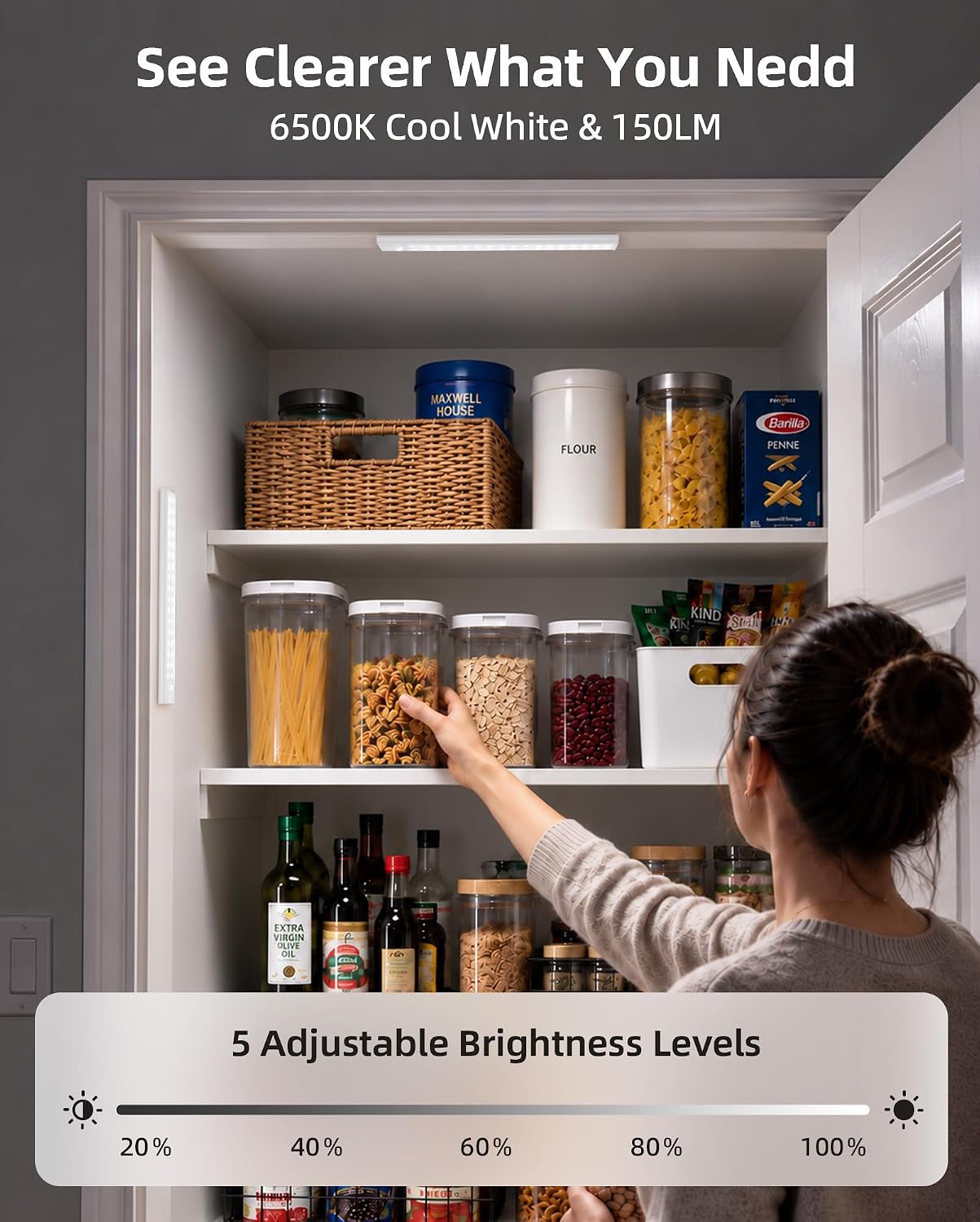 5-Pack Under Cabinet Lighting Wireless, Motion Sensor Light Indoor