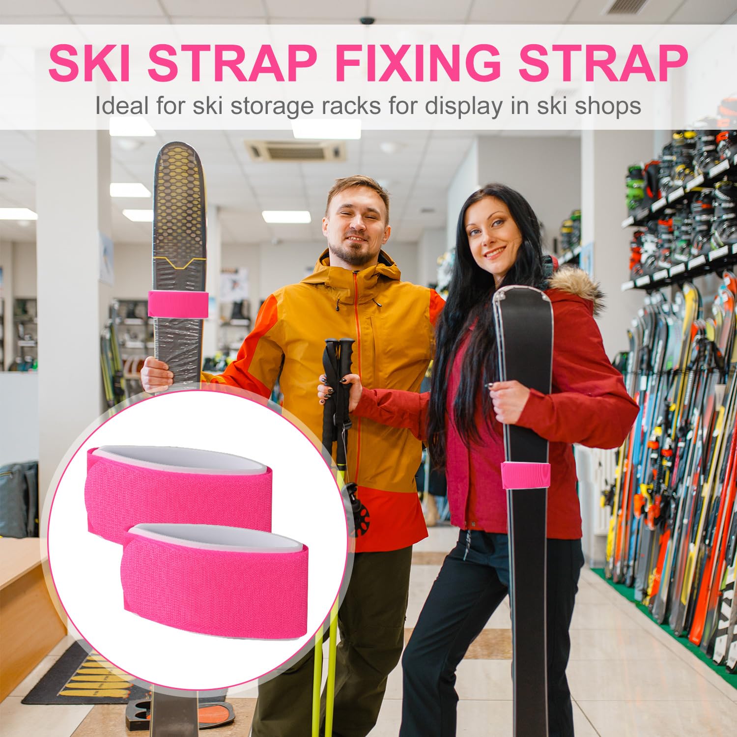 Cinghie Per Sci Regolabili - 8 Pezzi Multicolore, In Nylon Ed EVA, Per Sport Invernali