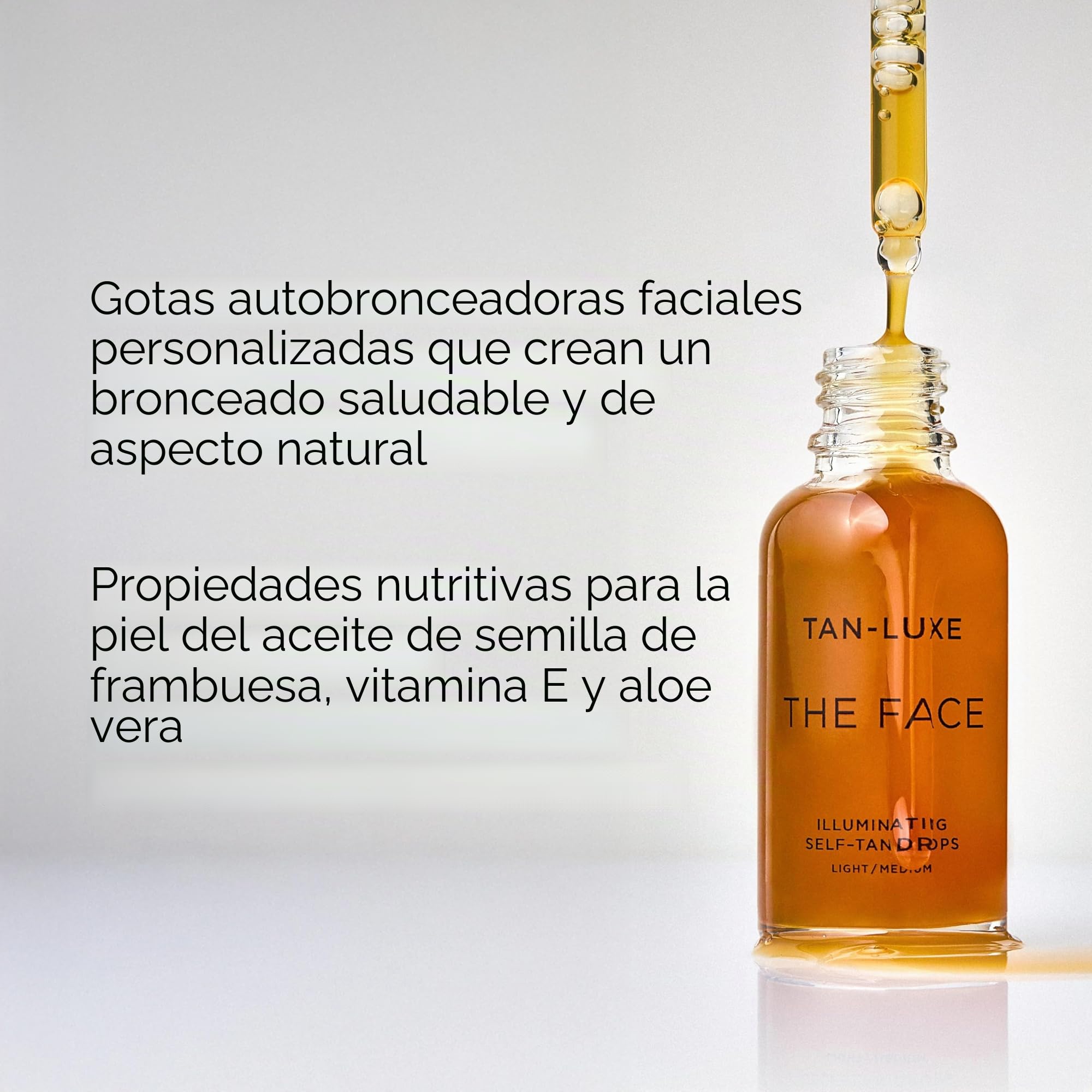 TAN-LUXE The Face - Gotas autobronceadas, medianas/oscuras (10 ml) para añadir gotas de bronceado al cuidado de la piel para un bronceado facial personalizado, libre de crueldad y vegano