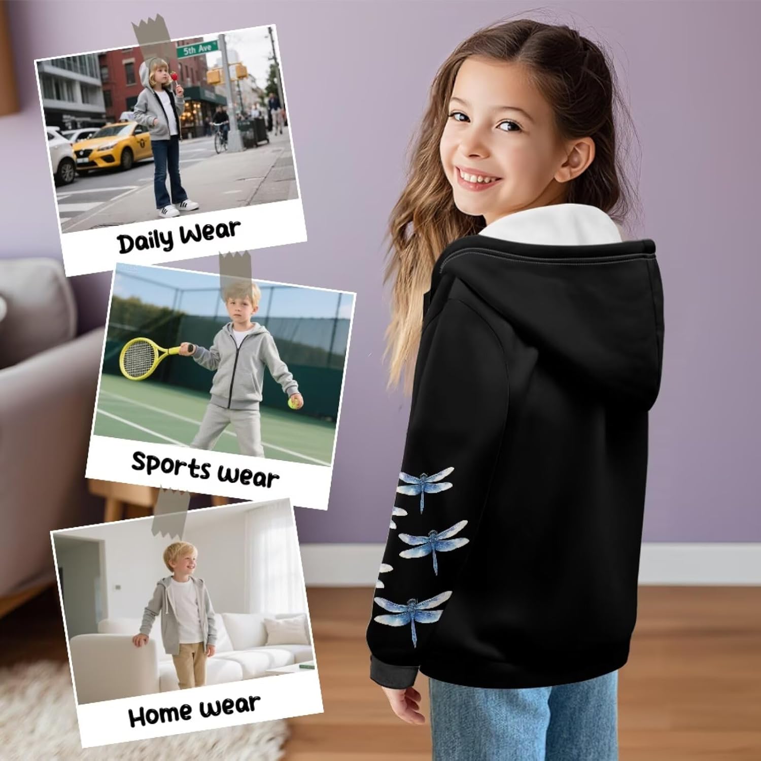 Boys Girls Hooded Sweatshirt Full Zip-Up Oversized Hoodie for Winter Training Sweatshirts Hoodies