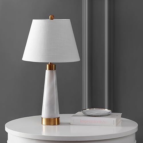 Miniatura 6 de Eyely EYL5055A-SET2 Vega - Lámpara de mesa LED de 26.5 pulgadas con columna moderna de mármol/hierro dorado para sala de lectura, sala de estar,