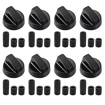 Universal 8-Pack Black Replacement Knobs - Plastic Control Dials Fit Any Cooker, Hob & Oven Brand Black