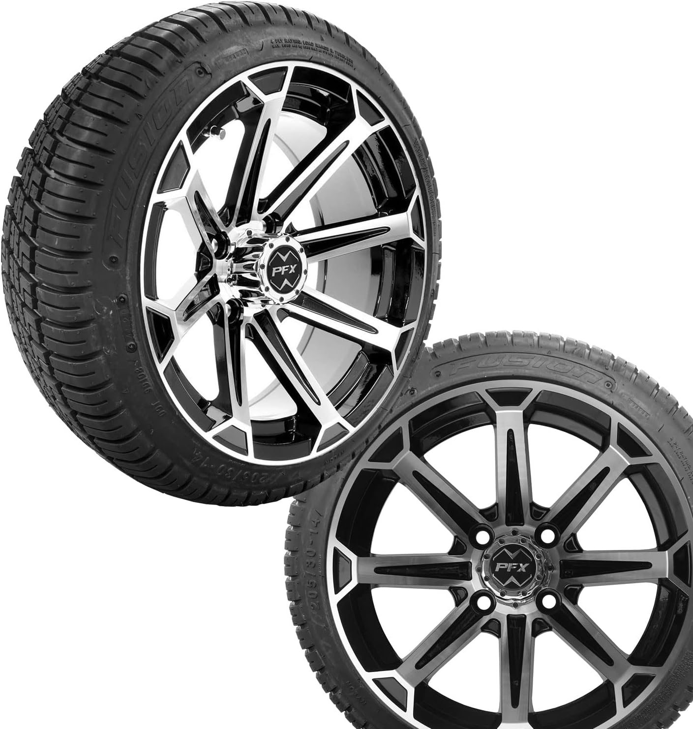 14” VORTEX Golf Cart Wheels and Tires 14 Inch Combo FUSION 205/3014 Golf Cart