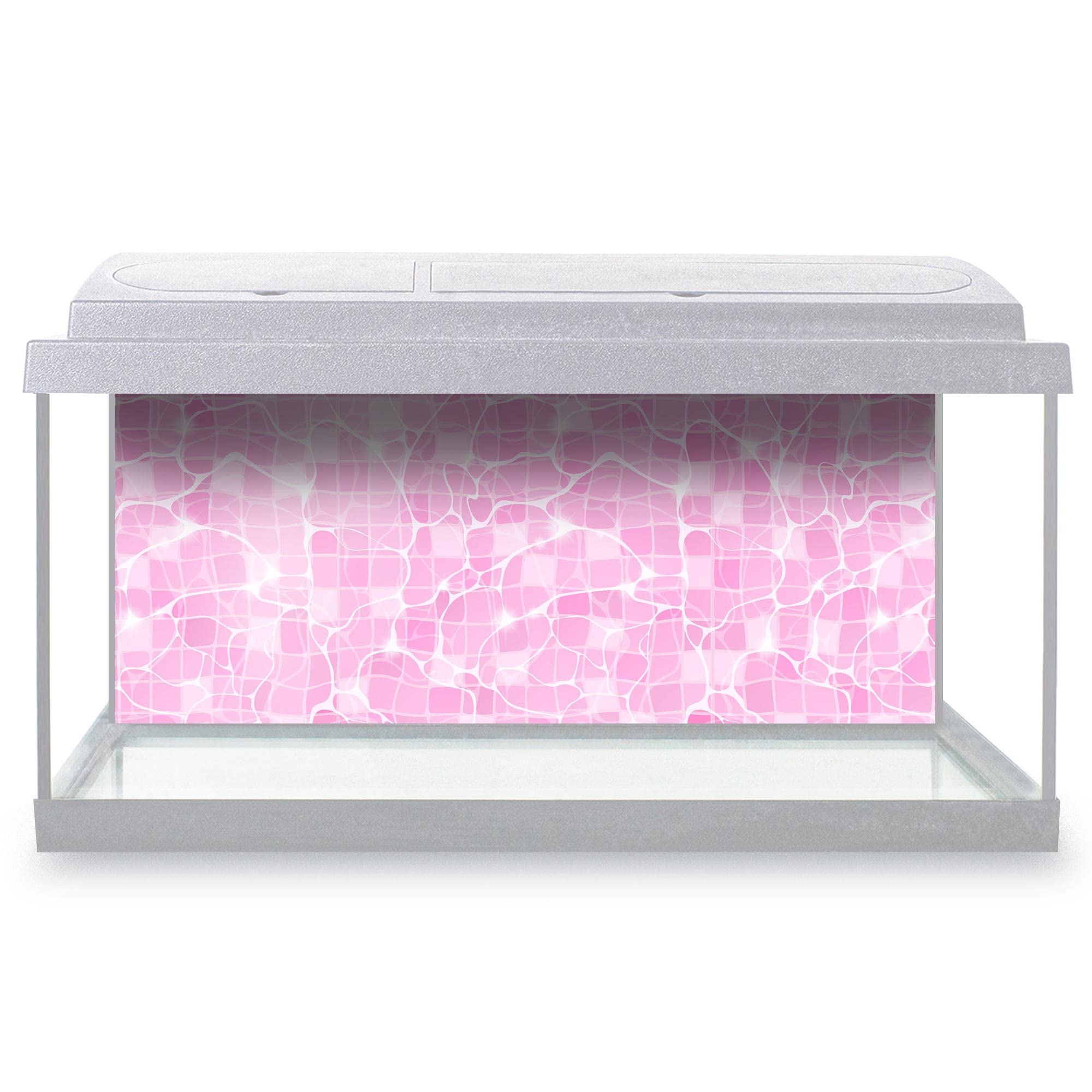 DV DESIGN Aquarium Fish Tank Background 77x32 cm - Water Pink Aqua Surface Transparent Liquid Texture Sun Rays Light Static Cling Vinyl Vivarium Terrarium External Application #500134