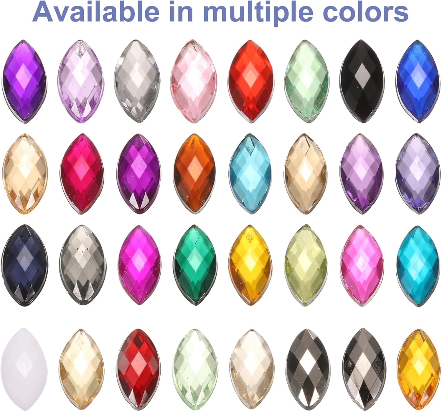 MECCANIXITY 100PCS Acrylic Horse Eye Gems 6x12mm Flat Back Artificial Rhinestones for DIY Crafts Bead Wedding Party Face Painting Jewelry Making (Black) - Image 5