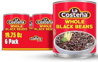 La Costeña Whole Black Beans 19.75oz Cans, 6-Pack | Ready-to-Eat Frijoles Negros for Tacos, Chili, Burritos & Mexican Recipes