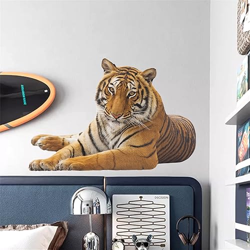 ROFARSO Calcomanías de pared de animales de selva de tigre realistas, calcomanías de pared extraíbles, decoración de arte para dormitorio, sala de