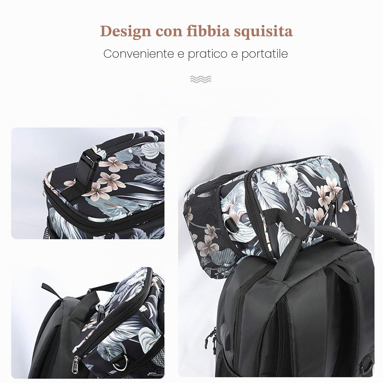 FANDARE Moda Borsa Termica Isolante Pranzo al Sacco Borsa da Picnic Borsa frigo Acquisti Auto Borsa a tracolla per Campeggio Nautica Spiaggia Pesca Scuola Lavoro Lunch Bag Poliestere Nero C