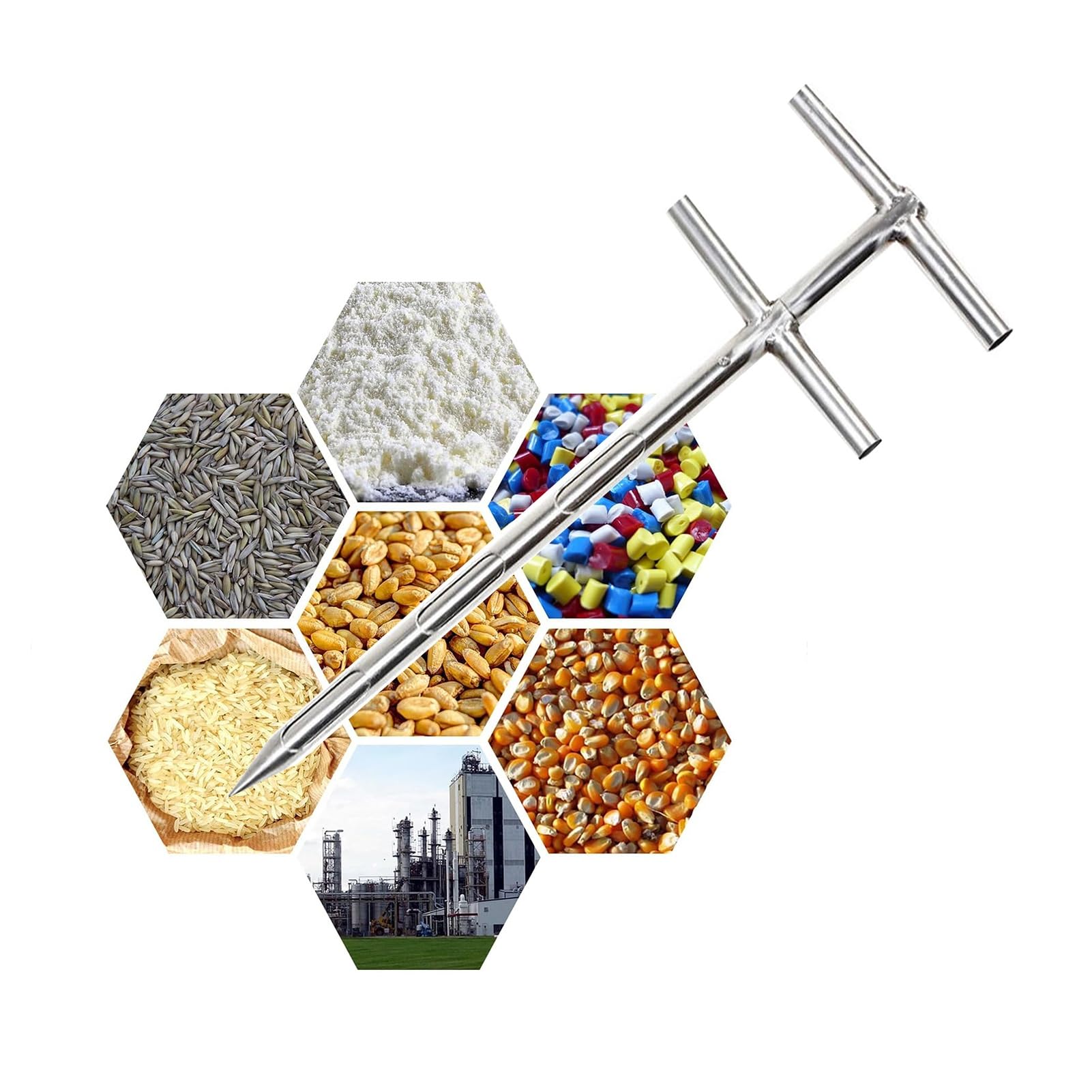 Sonda di precisione in acciaio inox per campionamento di polveri, strumento per test di qualità di laboratorio, per cereali, prodotti chimici e prodotti alimentari (1 m x 32 mm) durevole e preciso