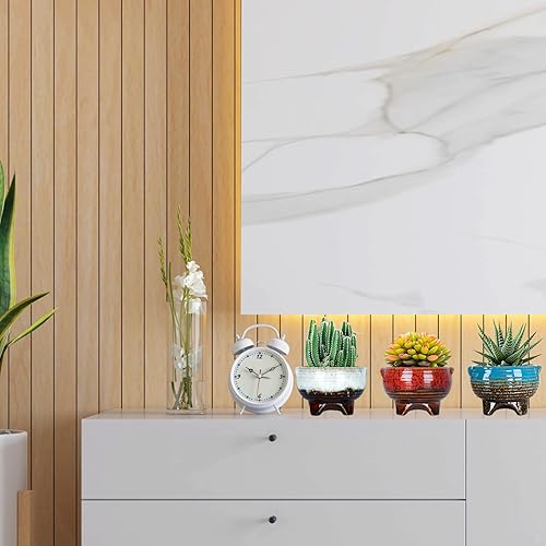 Miniatura 20 de Maceteros de cerámica para suculentas de 4.3 pulgadas con drenaje, tamaño pequeño, para flores, plantas de interior y cactus, paquete de 5