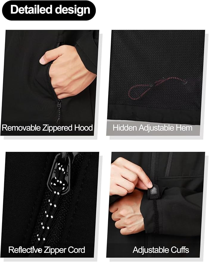 Chaqueta térmica ciclismo para hombre, con capucha desmontable miniatura 5