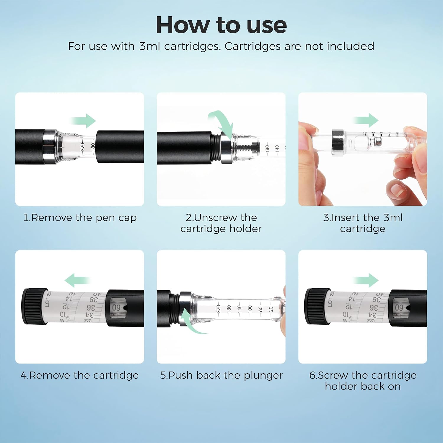 V2 Pro 60-Unit Reusable Pen Injector – Black, with Hard Case, for 3mL Cartridges, Precision Dosing, Aluminum Alloy Body (Pen Tips and cartridges,nedle Not Included)