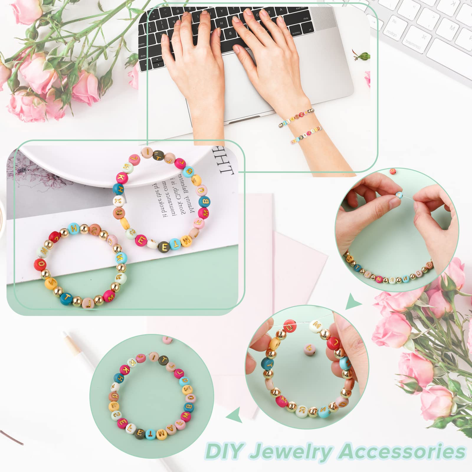 1000 Perline Lettere Acriliche Colorate Per Gioielli Fai Da Te – Alfabeto A-Z, Diametro 7 Mm, Spessore 4 Mm – Ideali Per Braccialetti, Collane E Portachiavi