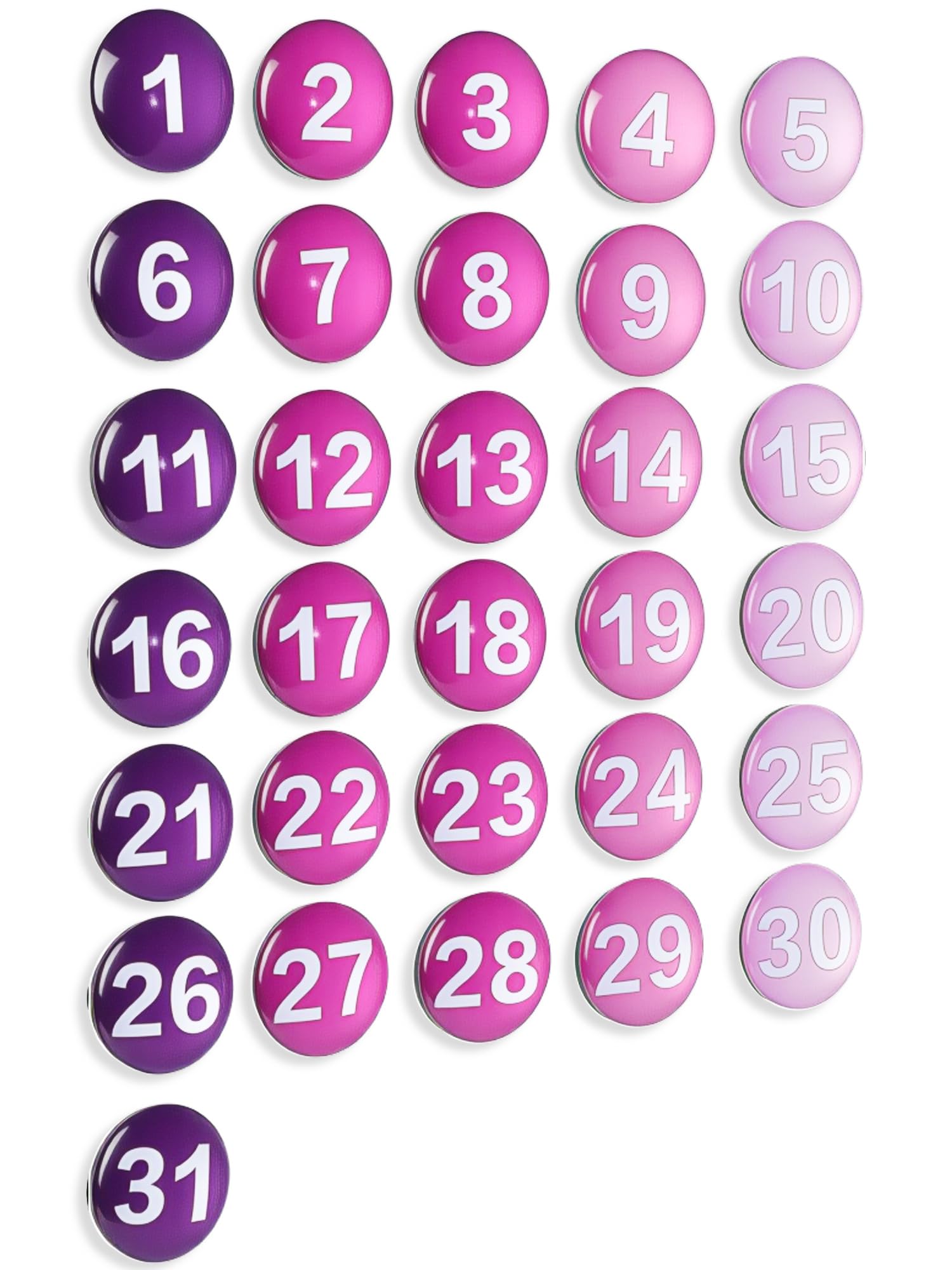 Tellegloww Large Magnetic Calendar Numbers, Colored Glass Calendar Magnets for Schedule Dry Erase Whiteboard, Magnetic Whiteboard, Refrigerator(Purple, 0.98") โ image 1