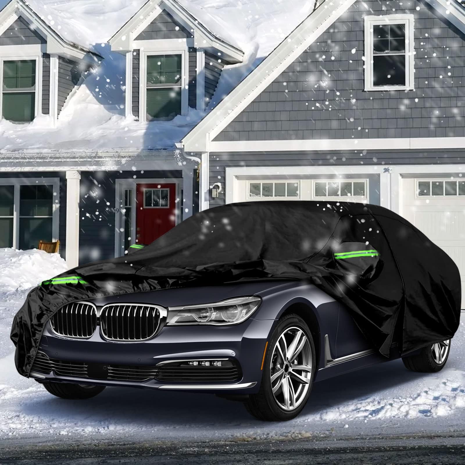 Waterproof Car Cover Replace for BMW 7 Series 2010-2025 210T All Weather Black Car Covers with Inner Cotton — view 4