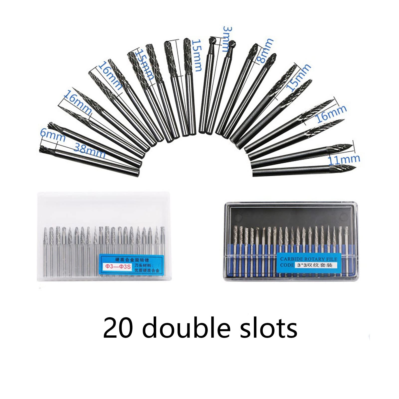 Juego de 20 cabezales de 3 mm con vástago giratorio de 1/8 pulgadas, prácticas brocas de fresado para grabado