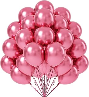 FOTIOMRG Metallic Pink Balloons 12 inch, 50 Pack Chrome Pink Latex Party...