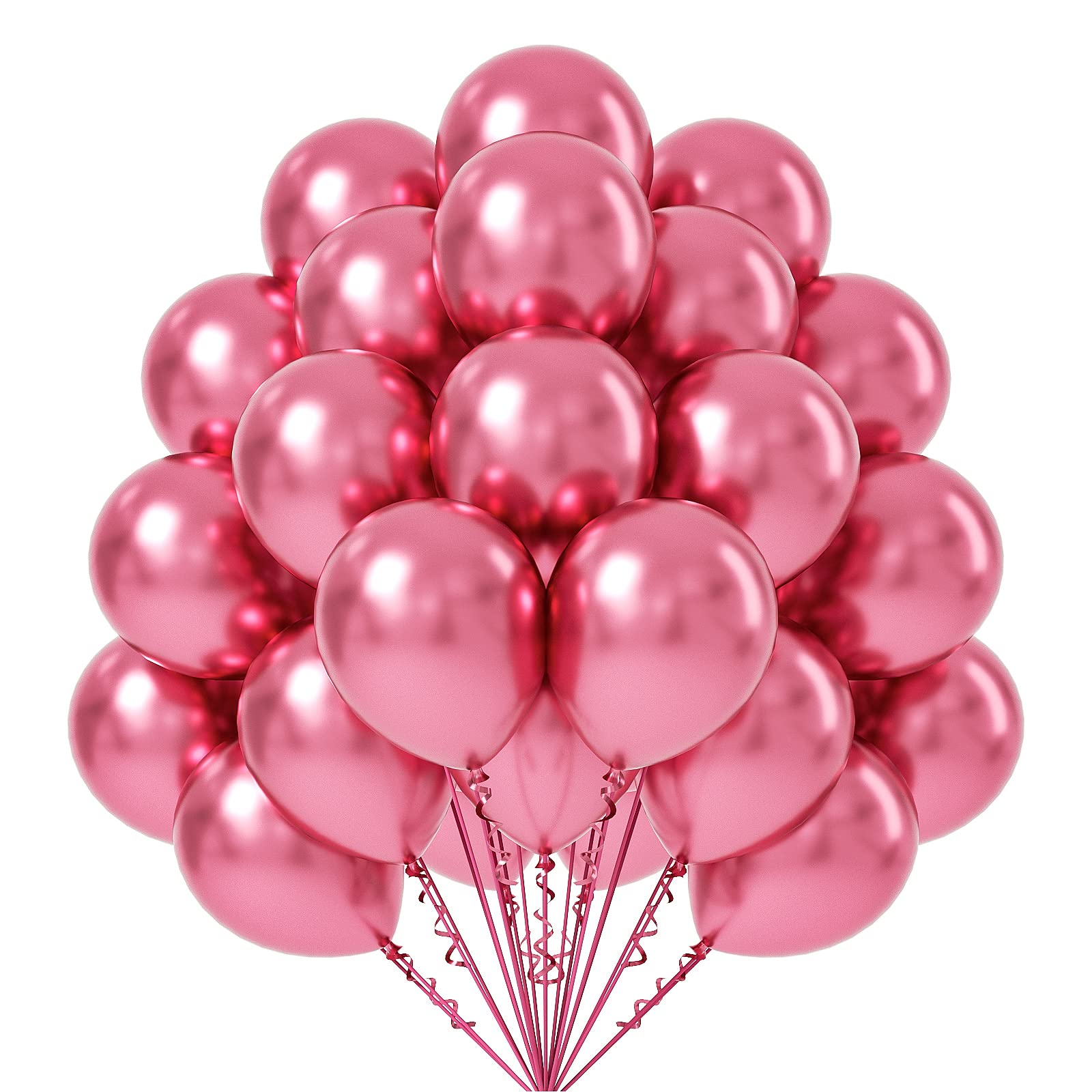 FOTIOMRG Metallic Pink Balloons 12 inch, 50 Pack Chrome Pink Latex Party Balloons Helium Quality for Birthday Graduation Baby Shower Wedding Bridal Shower Engagement Party Decorations